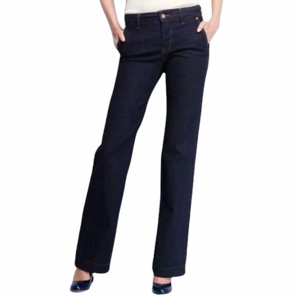 Lands' End Denim - Lands' End NWT Dark Wash Denim Mid Rise Trouser Jean Jeans Size 12